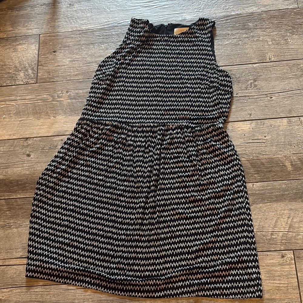 LOFT Black and White Patterned Mini Dress